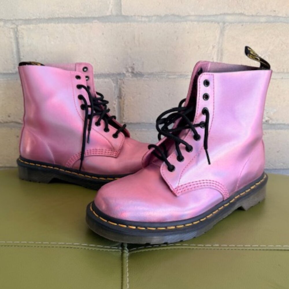 Dr. Martens Pascal iced mallow pink metallic boots size US women's 11 / UK 9 GUC
